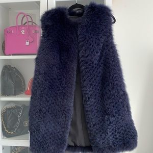 Elegant Midnight Blue Fur Vest